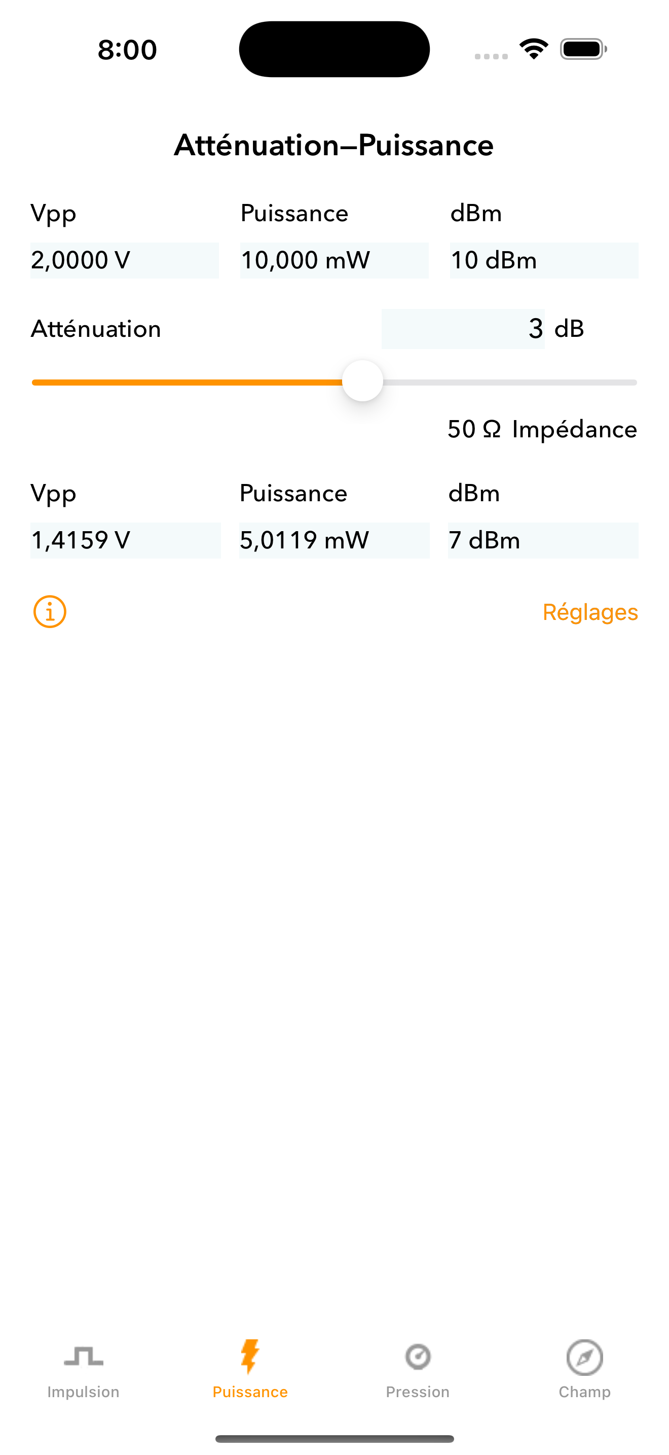 Attenuator · Atténuation et puissance